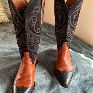 Nine West Black and Brown Cowboy Boots